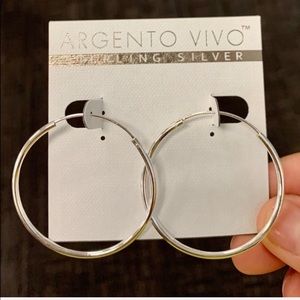 Argento Vivo Sterling Silver hollow  Hoops